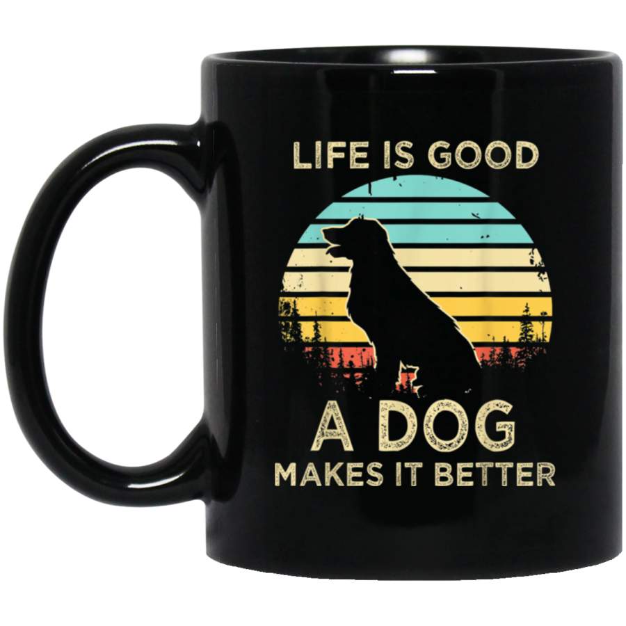 Vintage Life Is Good A Dog Makes It Better Golden Retriever Mug