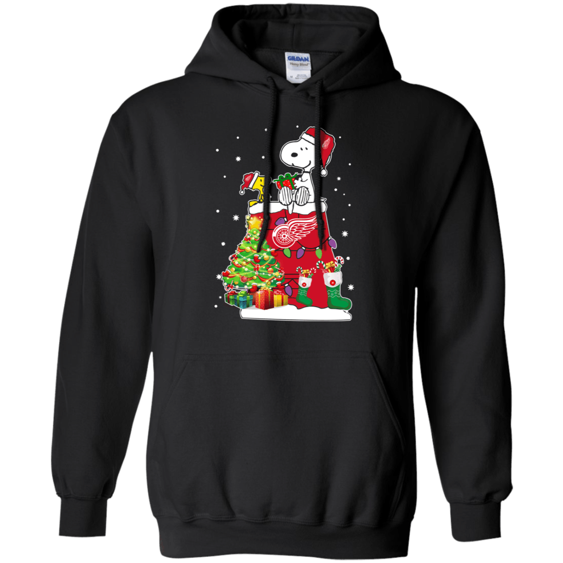 Discover Cool Detroit Red Wings Snoopy & Woodstock Christmas Shirt Hoodie