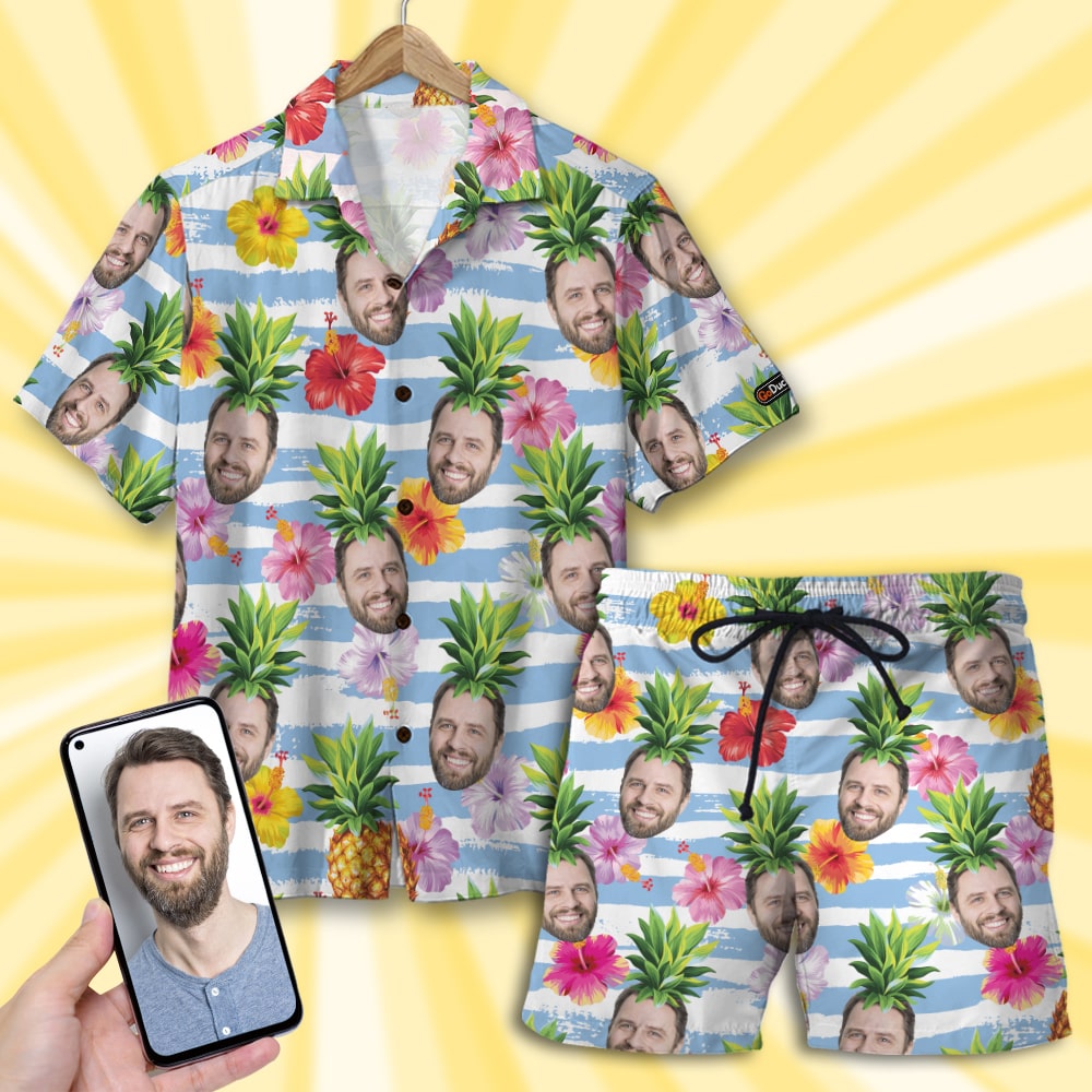 Custom Hawaii Shirt And Beach Pineapple Seamless Pattern Ha70385