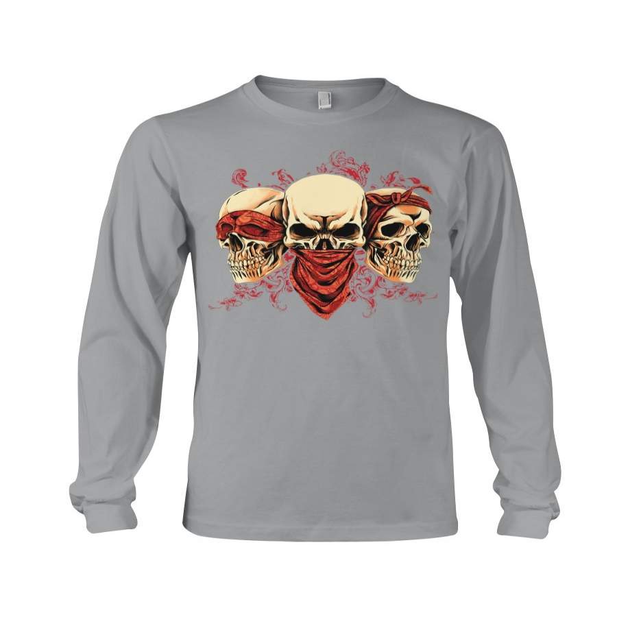 Cool Skulls With Fire Unique Custom Design For Boys Unisex Long Sleeve