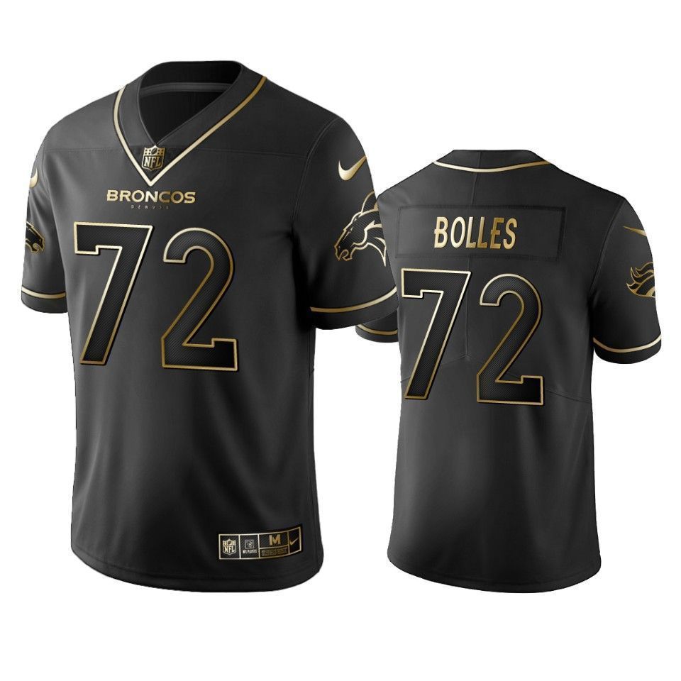 Denver Broncos Garett Bolles Black Golden Edition 2021 Vapor Untouchable Limited Mens 3D Jersey