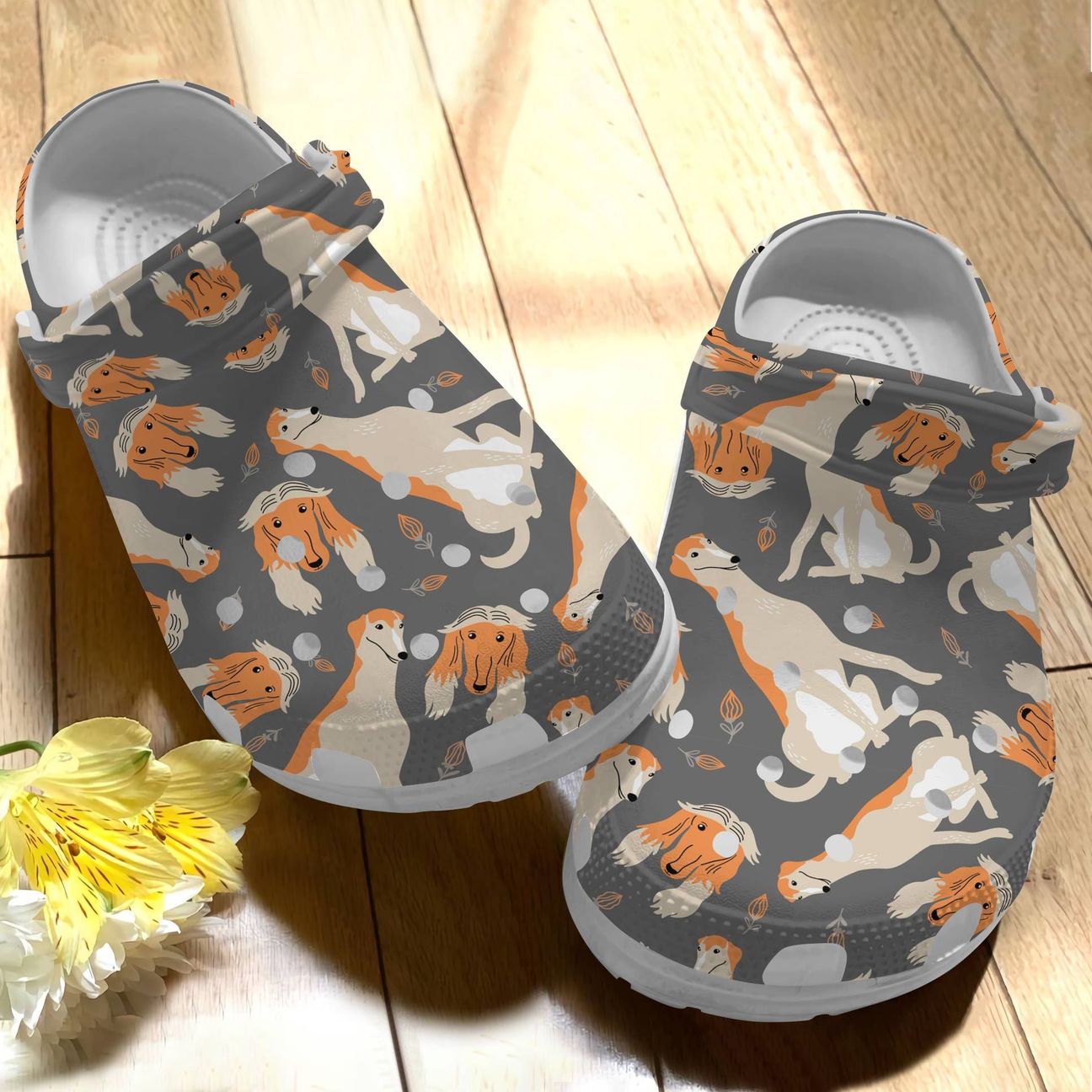 Dog Personalize Clog, Custom Name, Text, Fashion Style For Women, Men, Kid, Print 3D Borzoi V1