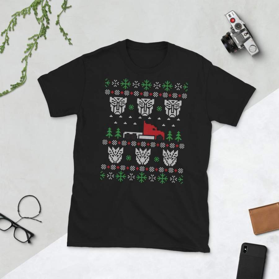 Transformers Transparent For Christmas Ugly Sweater Design Short-Sleeve Unisex T-Shirt