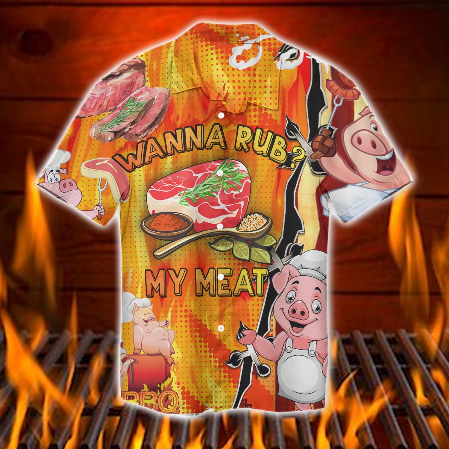 Wanna Rub My Meat Funny Barbecue Hawaii Shirt Ha64267