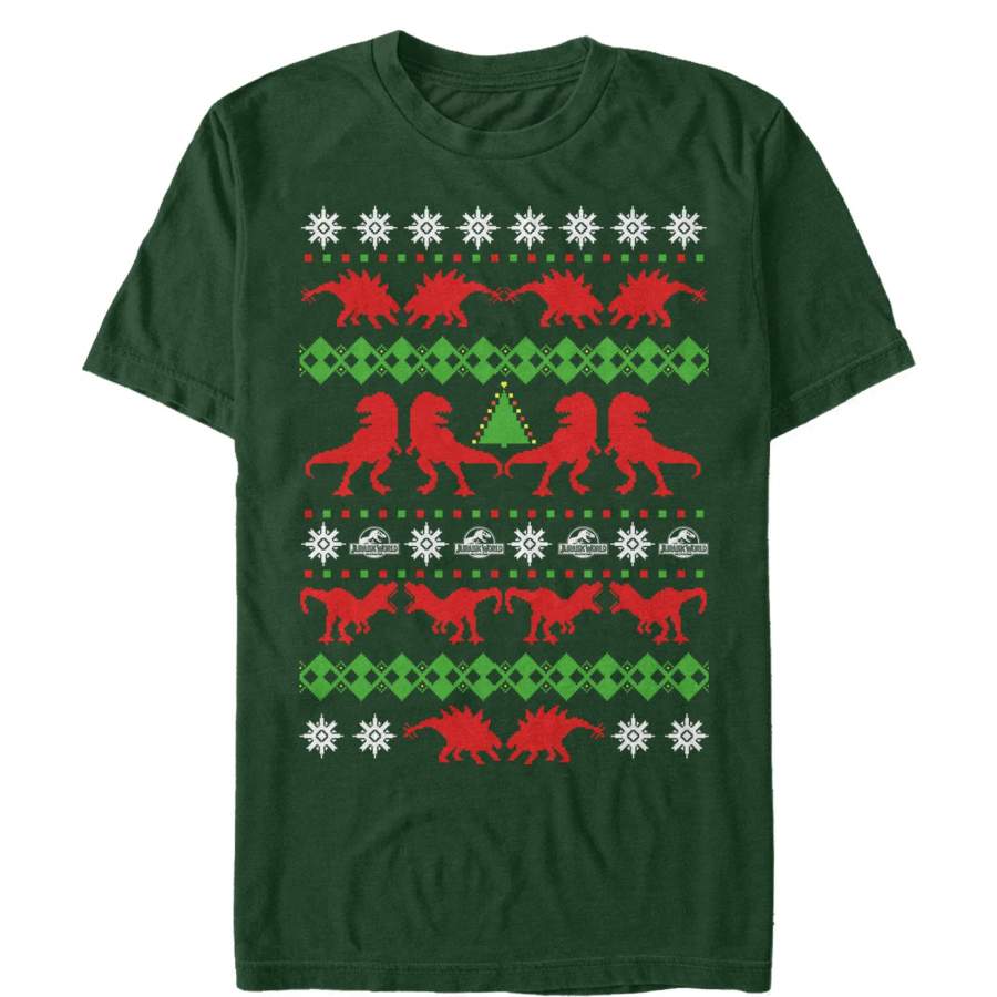 Jurassic World Men’s Ugly Christmas T.Rex  T Shirt