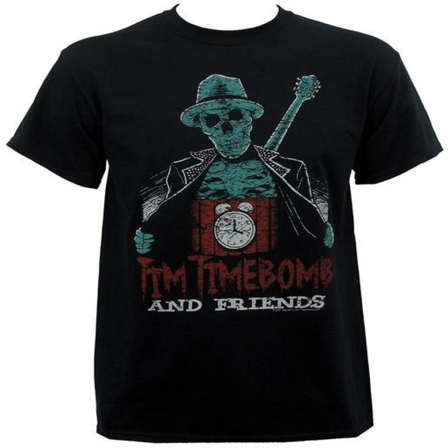 Tim Time Bomb and Friends Men’s Skelly-tim Cotton Black T-Shirt