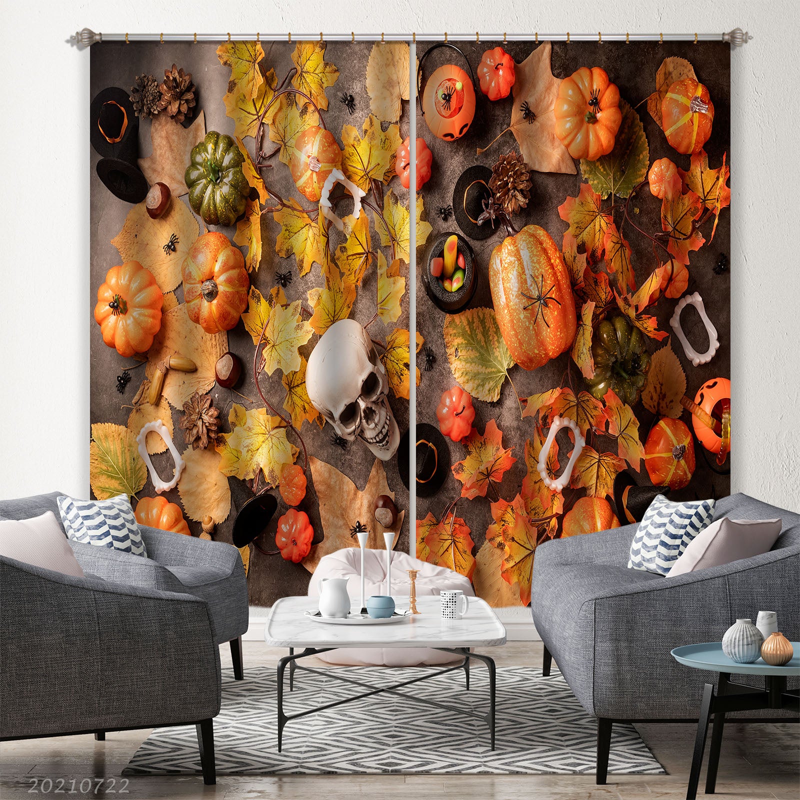 3D Halloween Pumpkin Curtains And Drapes Lqh 339