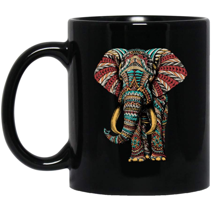 Ornate Elephant (Color Version) Classic Black Mug