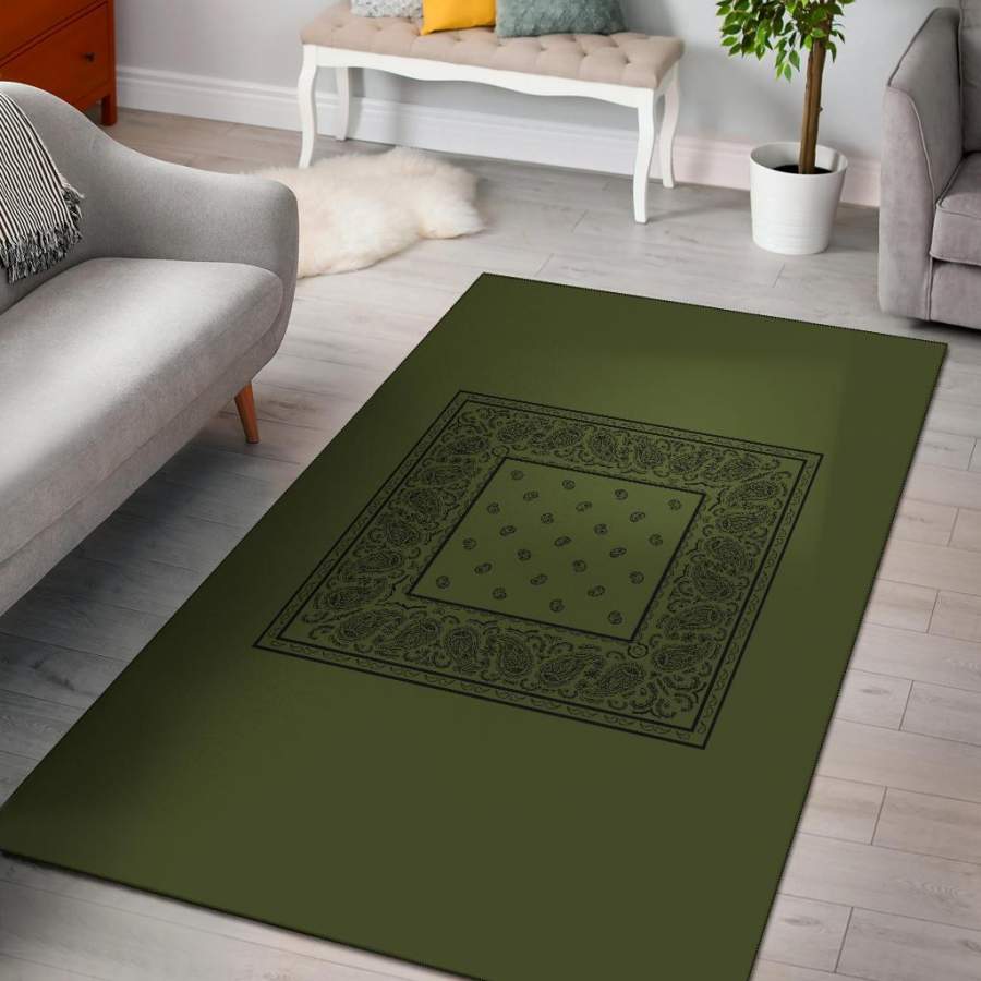 Army Green and Black Bandana Area Rugs – Minimal