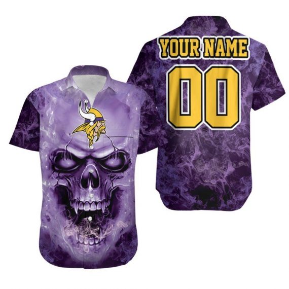 Personalized Minnesota Vikings Skull For Vikings Fan Hawaiian Shirt Mh133