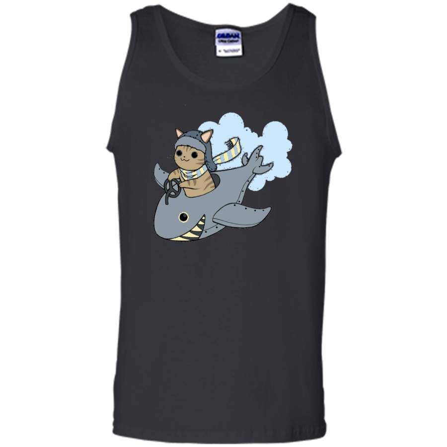 Cat Shark Plane Adorable Pilot Tee Tank Top