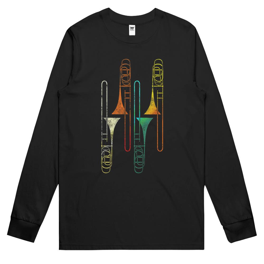 Retro Trombone Shirt – Jazz Long Sleeve T Shirts