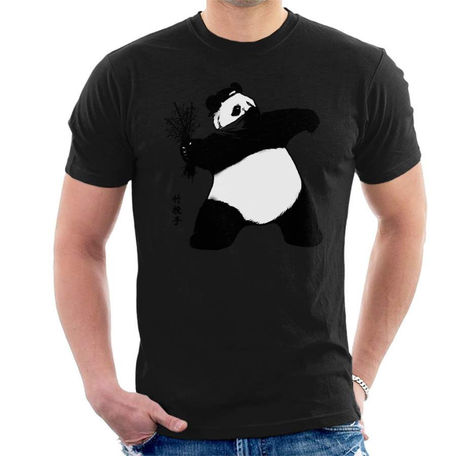 Bamboo Thrower Banksy Panda Men’s T-Shirt