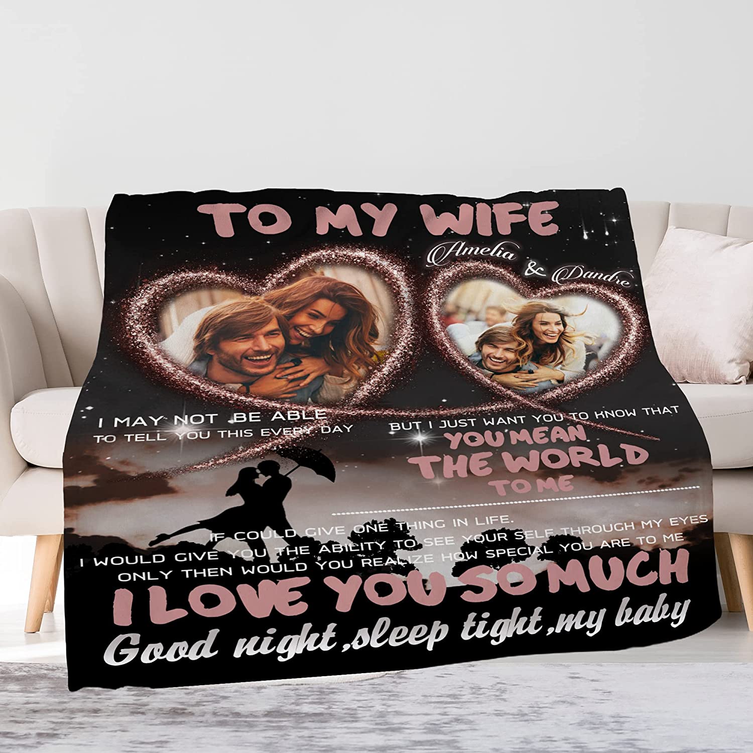 Birthday Wife Gift Blanket From Husband Custom Pictures & Names Blanket Birthday Anniversary Christmas Gifts For Wife Women