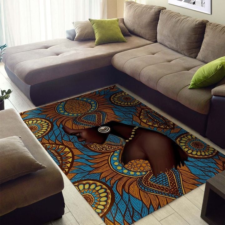 Wonderprint Area Rug African Black Girl Floral Area Rug  Lt10