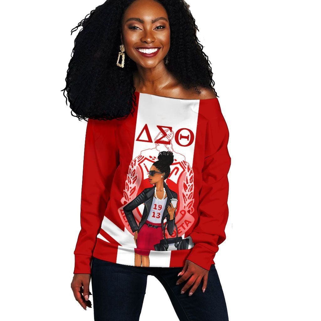 Sorority Sweatshirt – Delta Sigma Theta Modern Girl Off Shoulder Sweatshirt