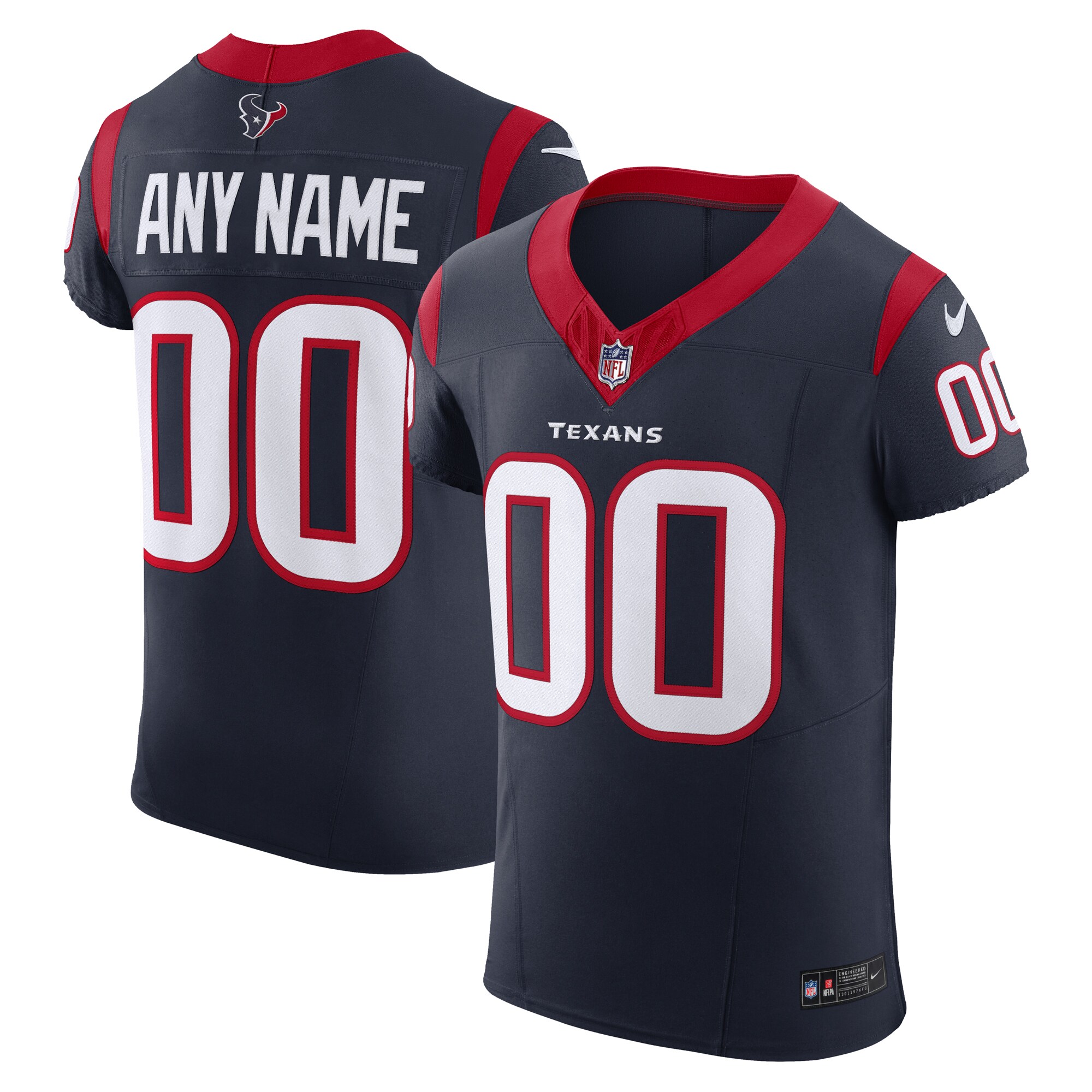 Men’s Houston Texans Navy Vapor F.U.S.E. Elite Custom Jersey