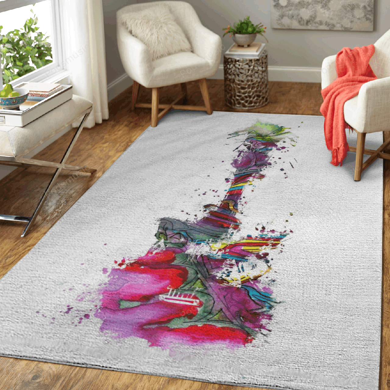 Funky colors guitar – Music Art For Fans Area Rug Carpet