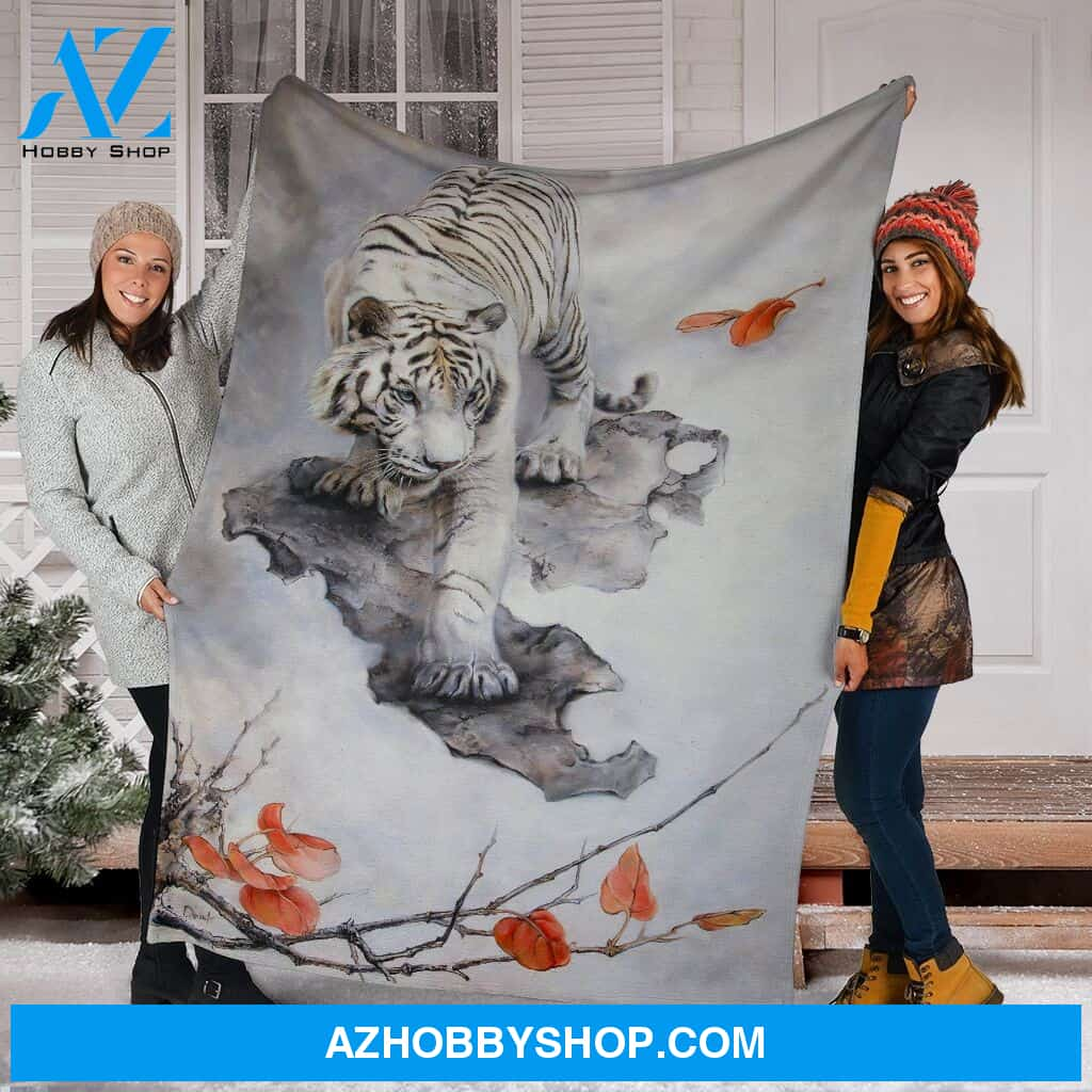 Beautiful White Tiger Fleece Blanket