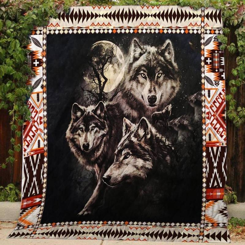 A Special Gift for fans -Three Wolves Howling At The Moon Quilt Blanket – LL