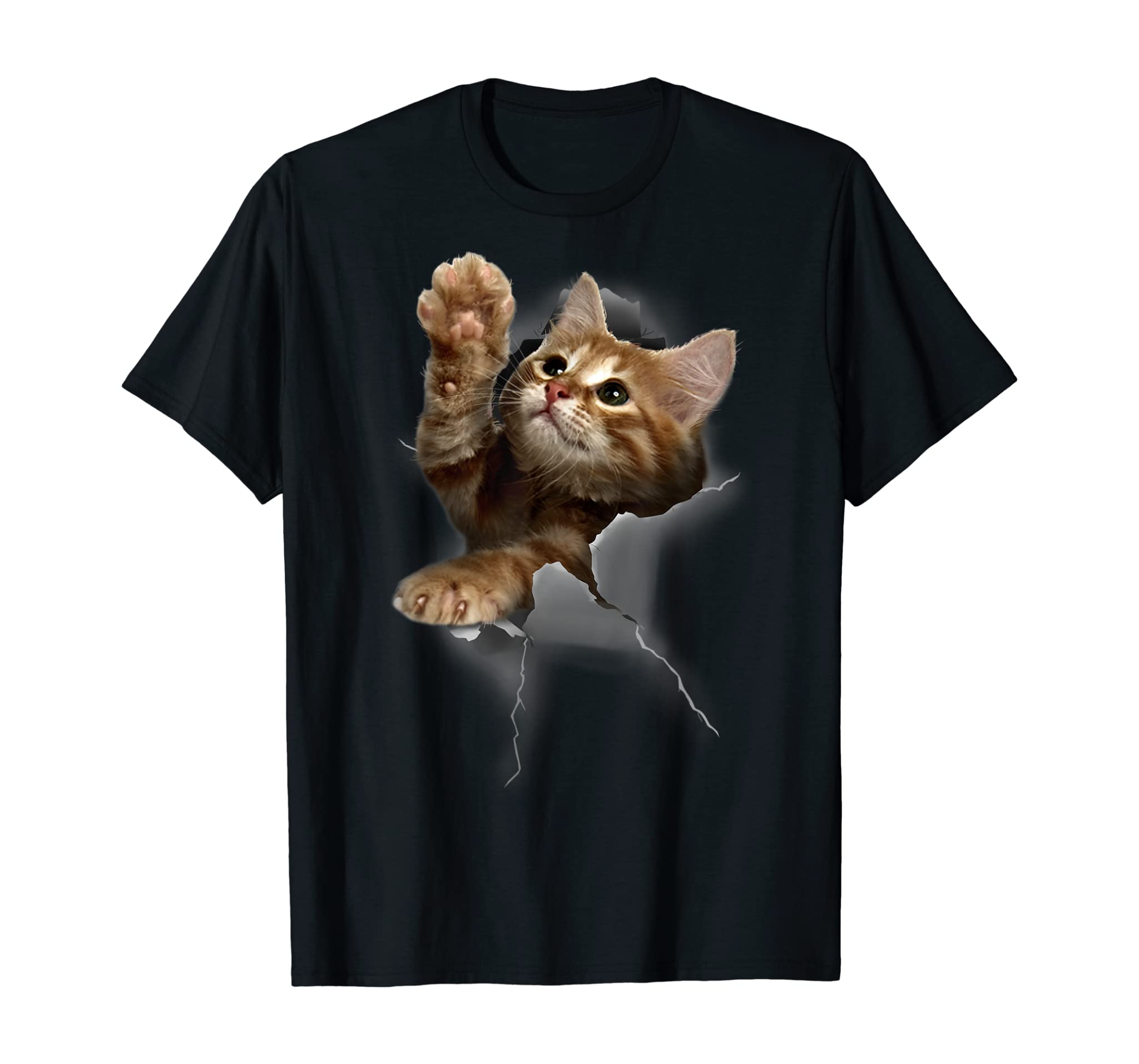 Lovely Kitten Cracked Wall Cats Tee Shirt Gifts