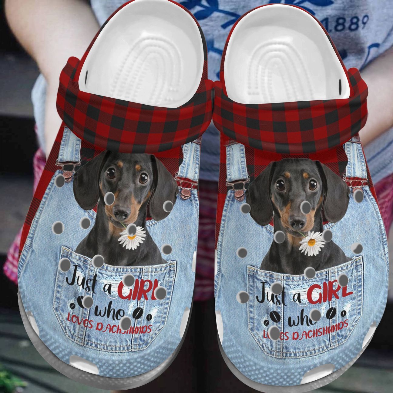 Dachshund Personalized Clog, Custom Name, Text, Color, Number Fashion Style For Women, Men, Kid, Print 3D Just A Girl Who Loves Dachshunds