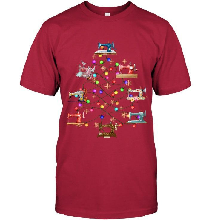 Sewing Machine Xmas Tree Funny Sewing Lovers Christmas Gift Shirts