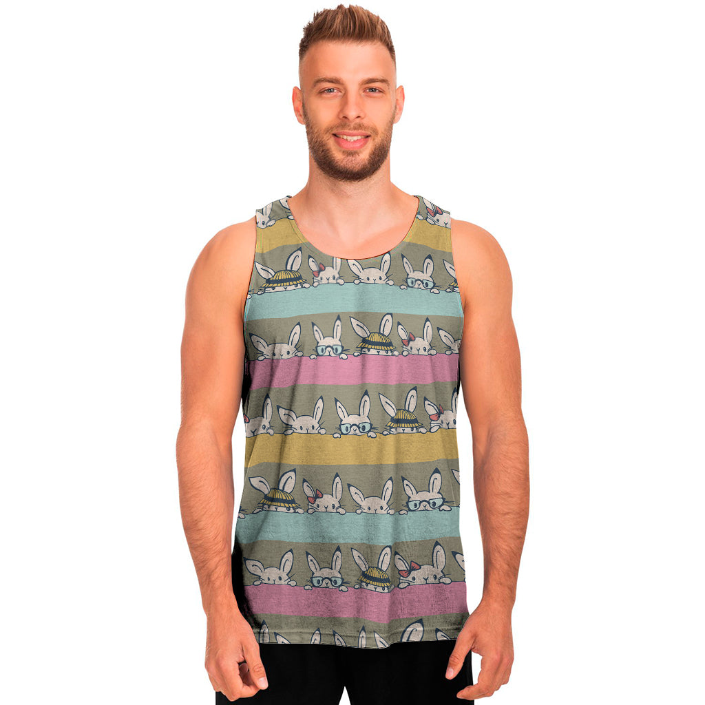 Cartoon Rabbit Pattern Print Men’S Tank Top