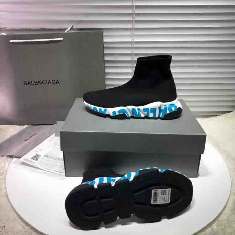 Balenciaga Speed Graffiti Shoes Sneakers, BlackBlue PR-965727