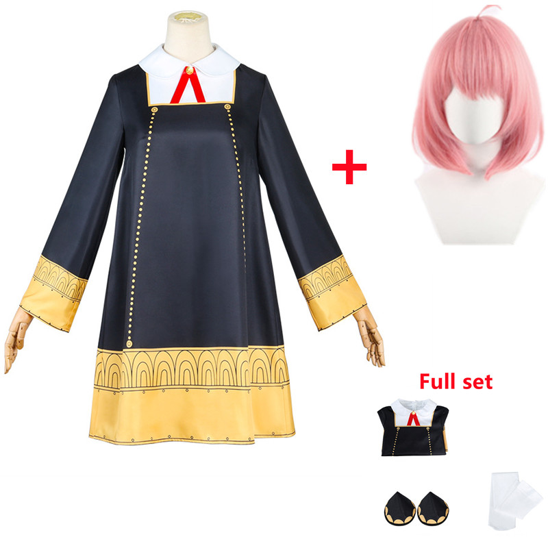 Anime SPY X FAMILY Anya Forger Cosplay Costume Girl Dress Uniform Cosplay Wig Kids Hallowen Costumes for Children alx