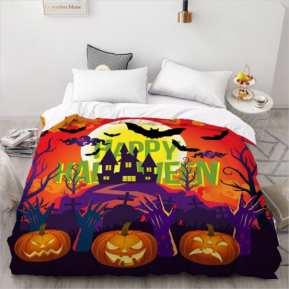 3D Cartoon Duvet Cover For Kids/Baby/Children/Boys,//Blanket Case Bedding 220×240/200×200 Halloween Pumpkin