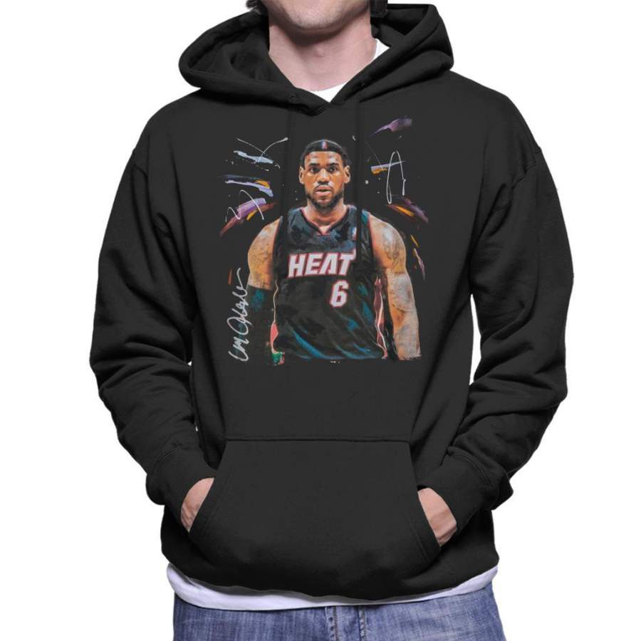 Sidney Maurer Original Portrait Of LeBron James Miami Heat Jersey Men’s Hooded Sweatshirt