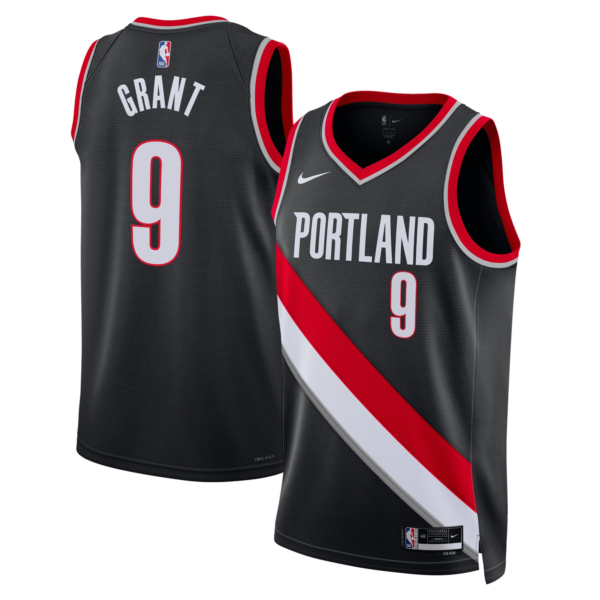 Portland Trail Blazers Icon Edition Swingman Jersey – Black – Jerami Grant – Unisex