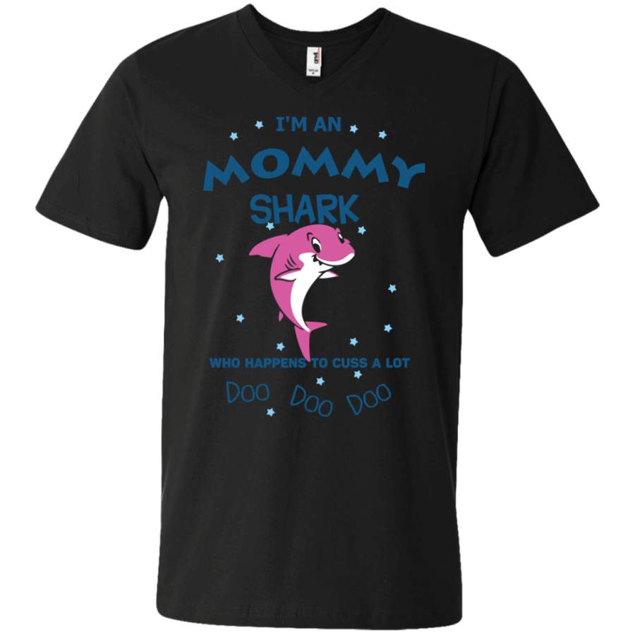 AGR I’m an mommy shark who happens to cuss a lot doo doo doo Unisex V-neck