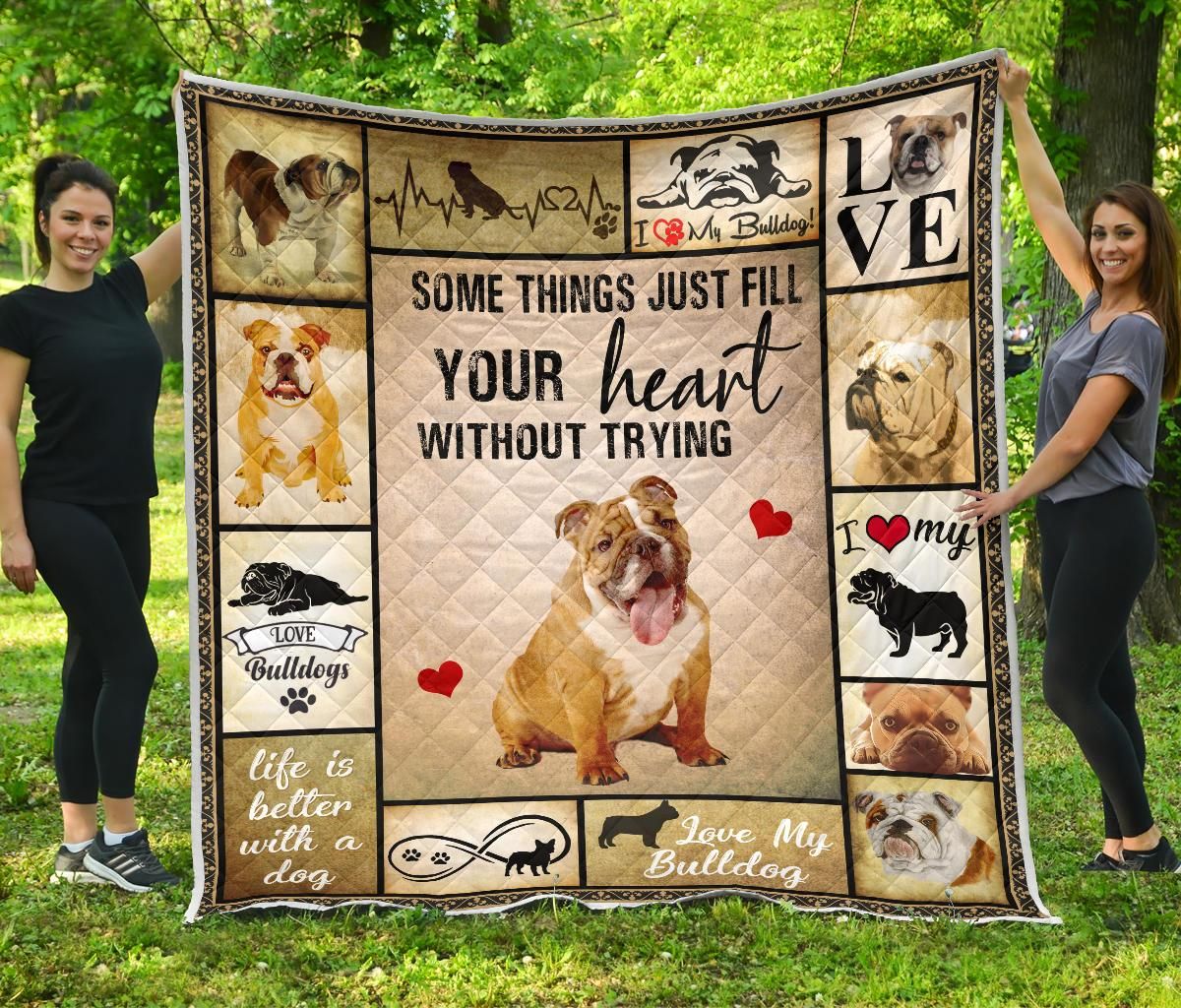 Bulldog Fill Your Heart Without Trying Quilt Blanket Christmas Christmas Gifts Merry Christmas Holiday Gifts Gift Dhc03011750Dd