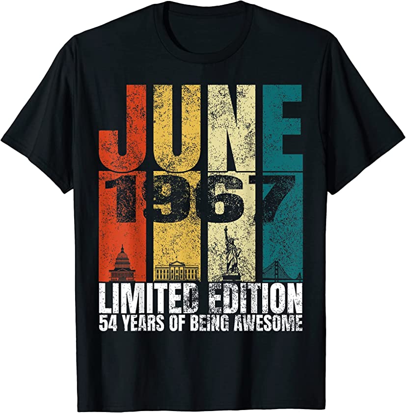 Vintage June 1967 Bday Costume 54 Years Old 54th Birthday T-Shirt