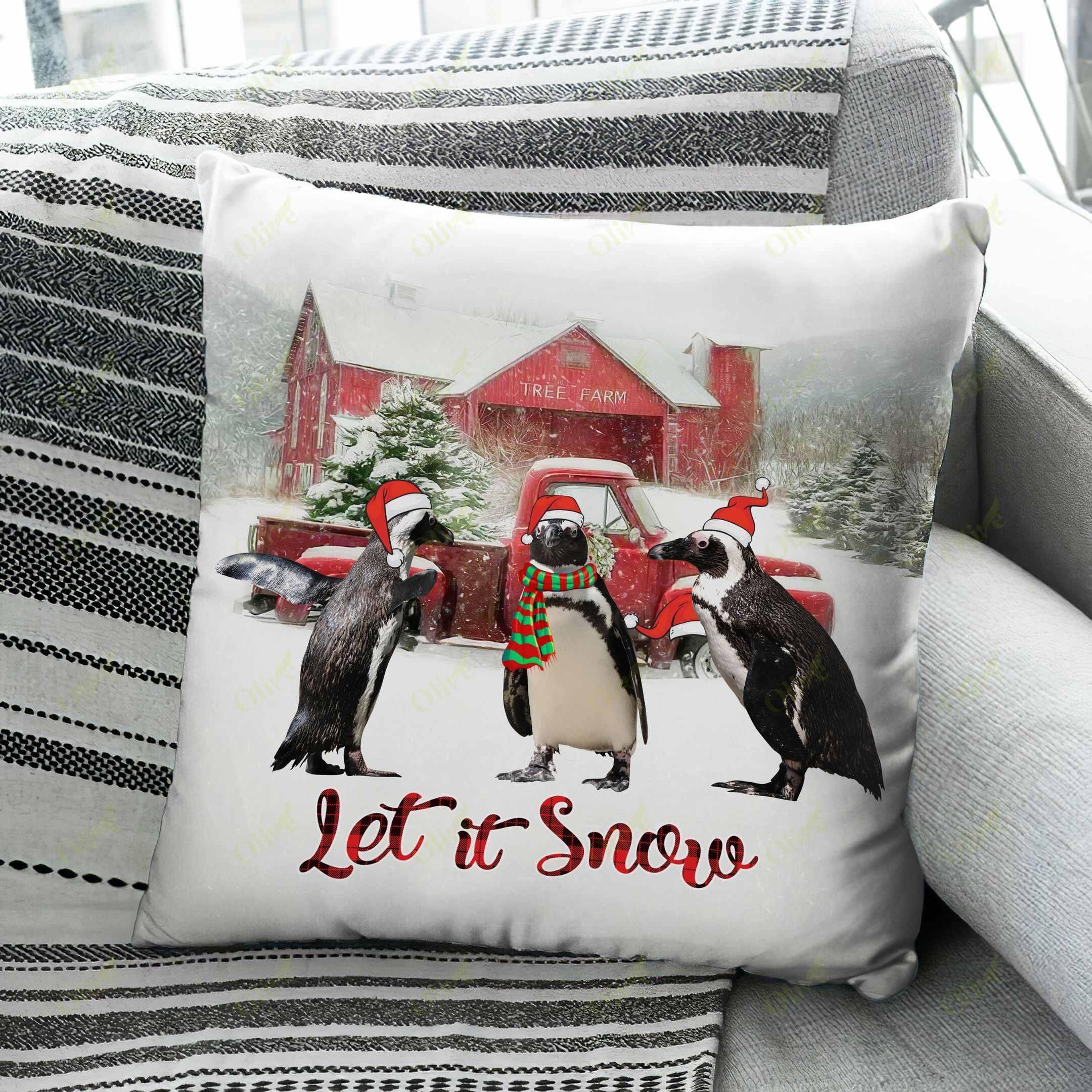 Penguin – Let It Snow Pillow Case, Pillow Sofa, Throw Pillow Covers