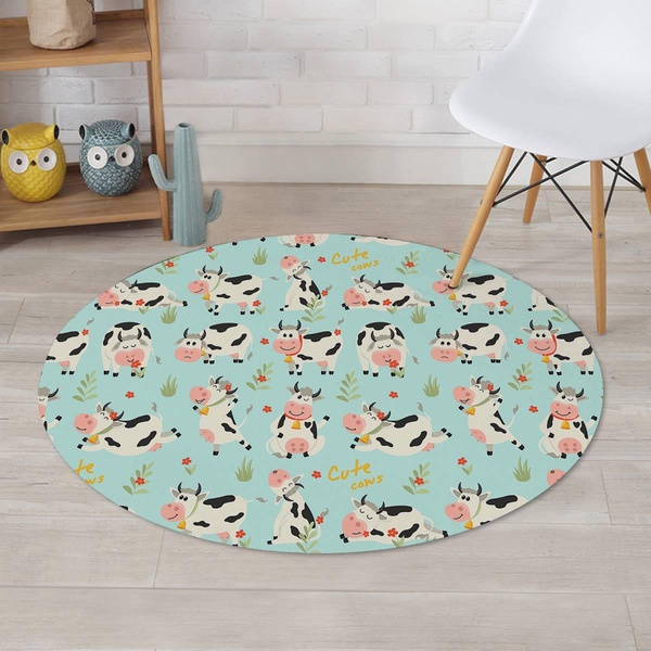 Cute Cow Print Round Rug