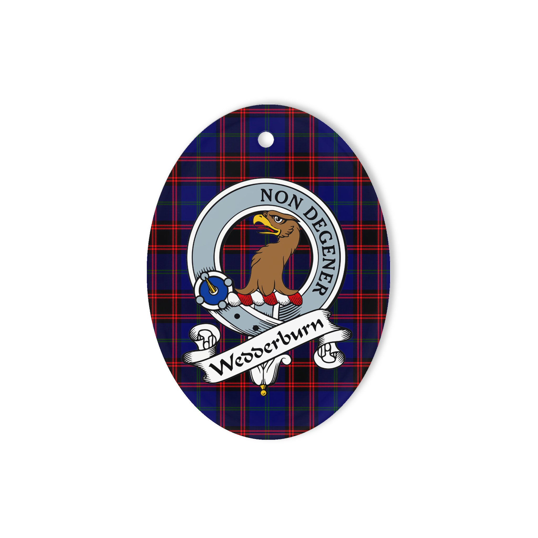 Wedderburn Scottish Clan Badge Plaid Ornament Gift. Christmas Tree Ornament Wedderburn Clan Tartan Ornament Great Christmas Ornaments Gift Oval Ornament