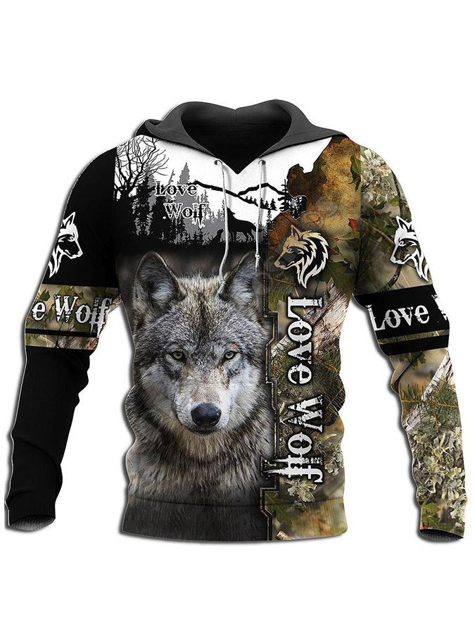 Plus Size Animal Print Hoodie Casual Sweatshirt