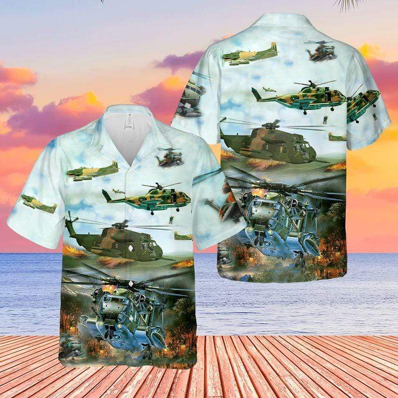 Awesome Us Air Force Sikorsky Ch-53 Jolly Green Giant Helicopter Unisex Hawaiian Shirts – Beach Shorts