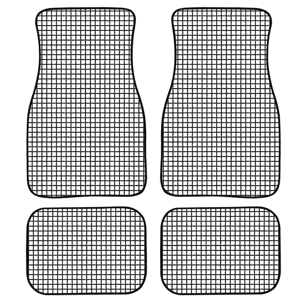 Doodle Windowpane Pattern Print Front And Back Car Floor Mats, Front Car Mat