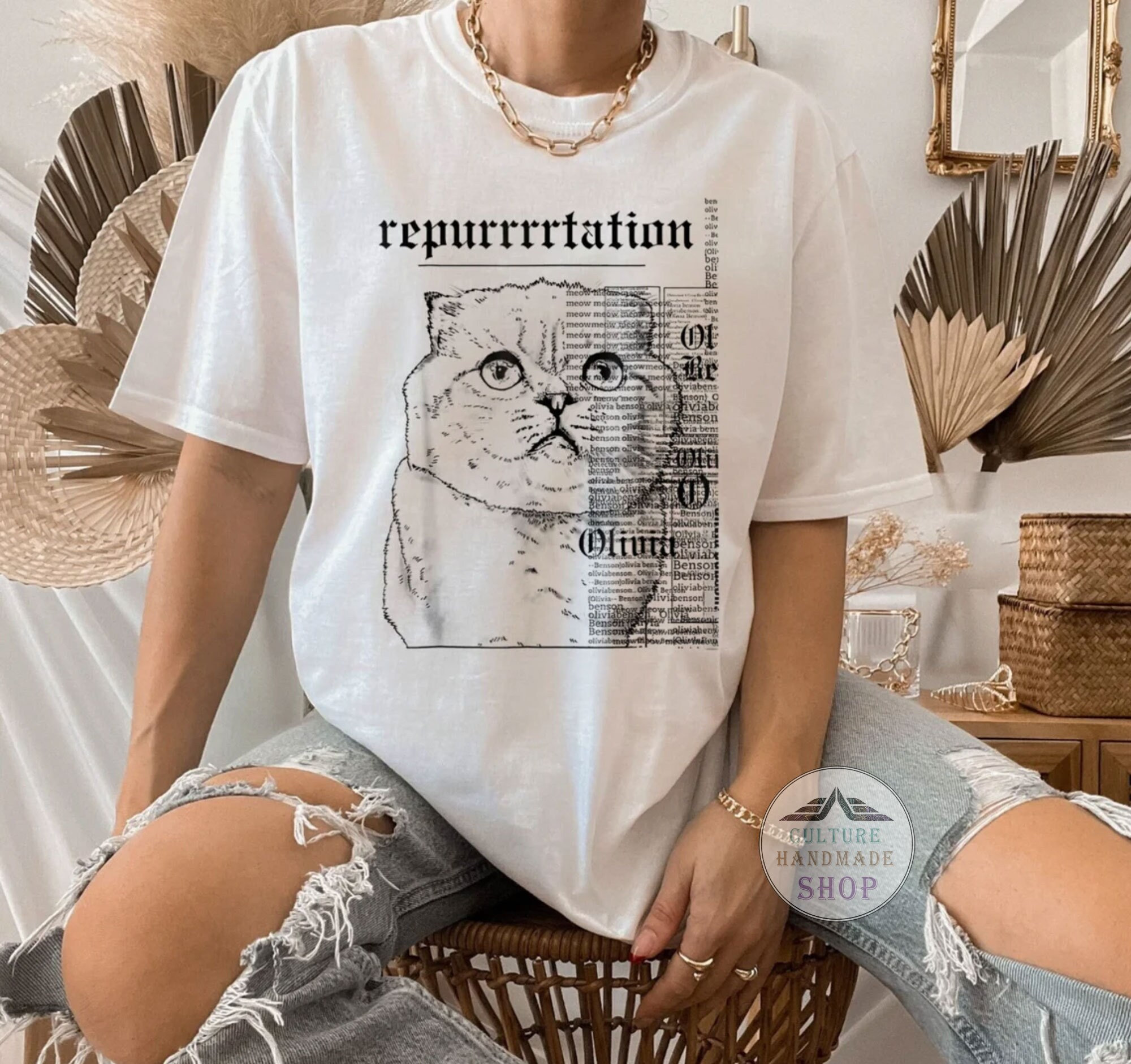 Reputation cat shirt tank top v-neck hoodie