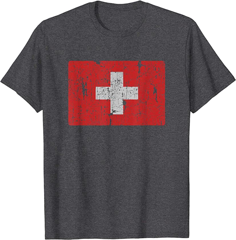 Vintage Switzerland Flag Retro Swiss Men Women Souvenir Gift T-Shirt