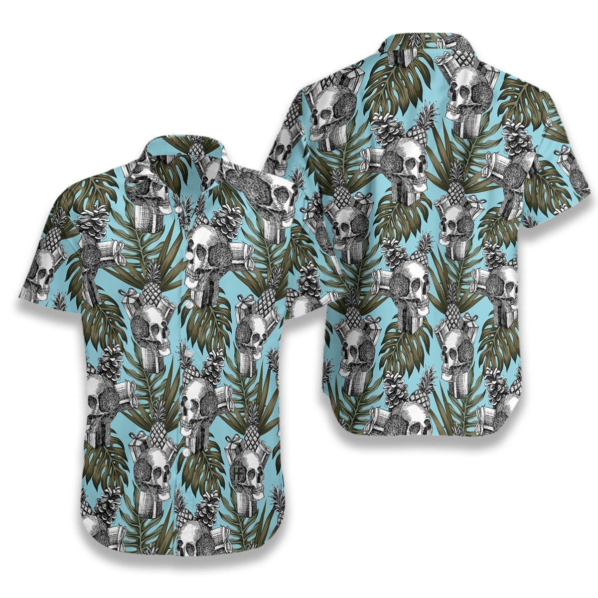 Skull Gift Pine Apple Cone Tropical Hawaii Shirt Ha69349