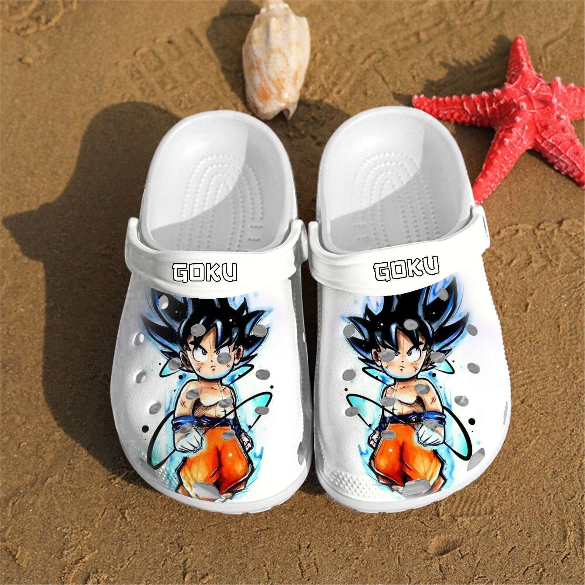 Personalised Goku Art Crocs Crocband Clog Comfortable Water Shoes In White