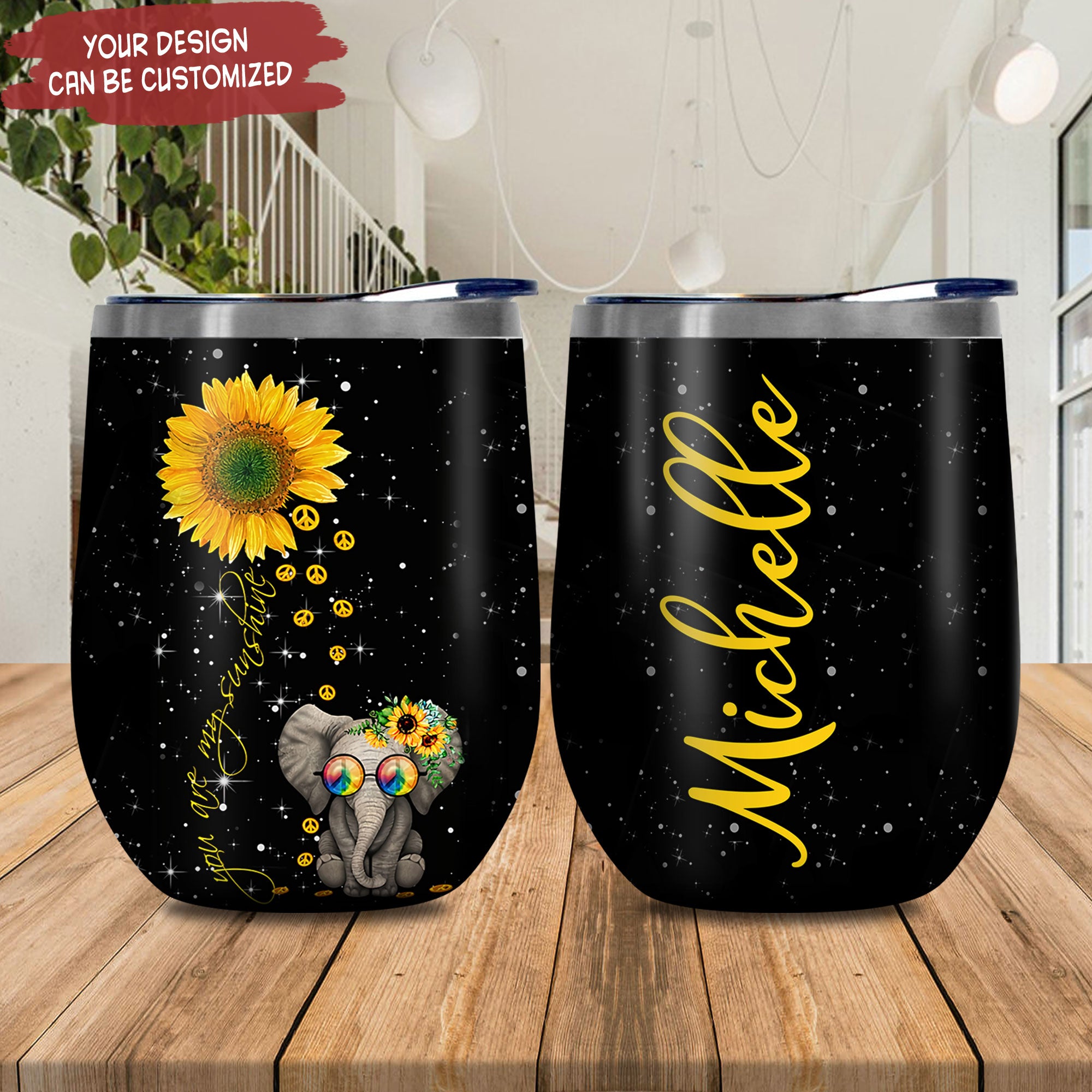 Personalized Elephant Hippie Mda0112001 Stainless Steel Wine Tumbler – Personalized Wine Tumbler