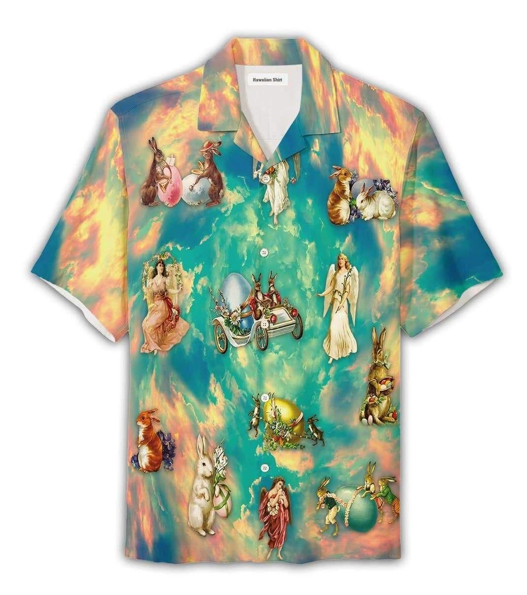 Angel In Heaven Sunset Easter Day Aloha Hawaiian Shirt Colorful Short Sleeve Summer Beach Casual Shirt For Men And Women