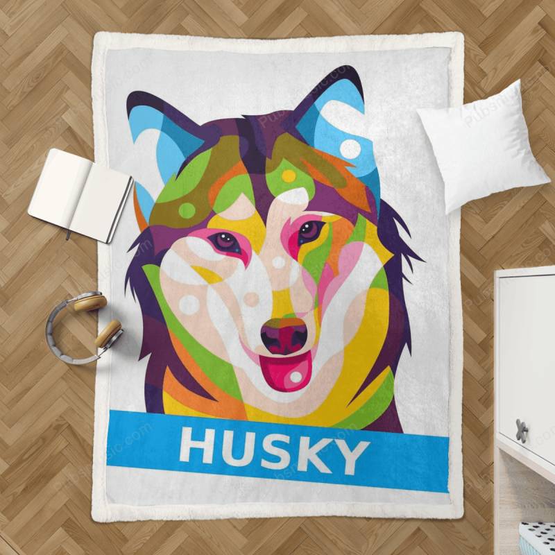 Siberian Husky Pop Art – Animal And Pet Sherpa Fleece Blanket