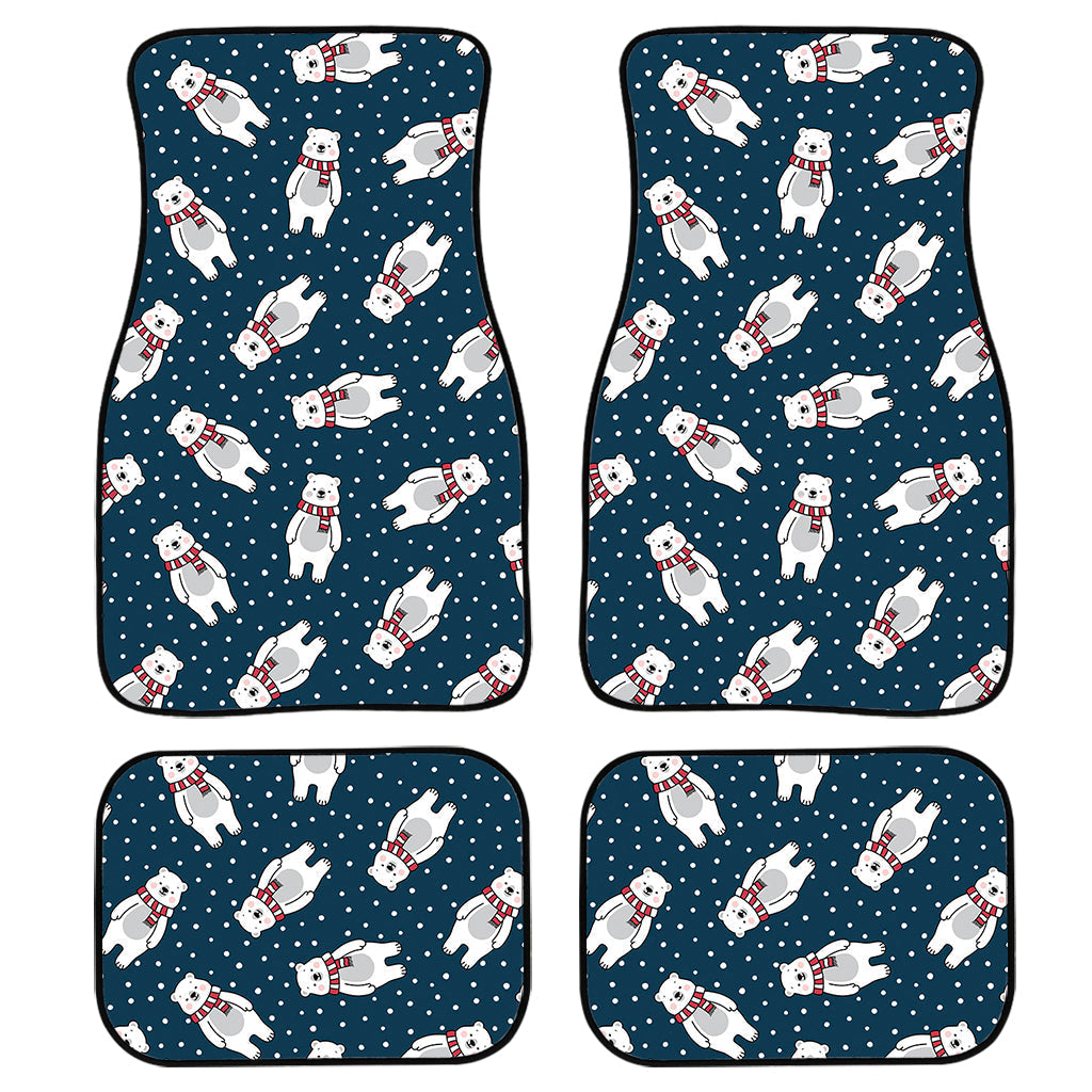 Christmas Polar Bear Pattern Print Front And Back Car Floor Mats, Front Car Mat